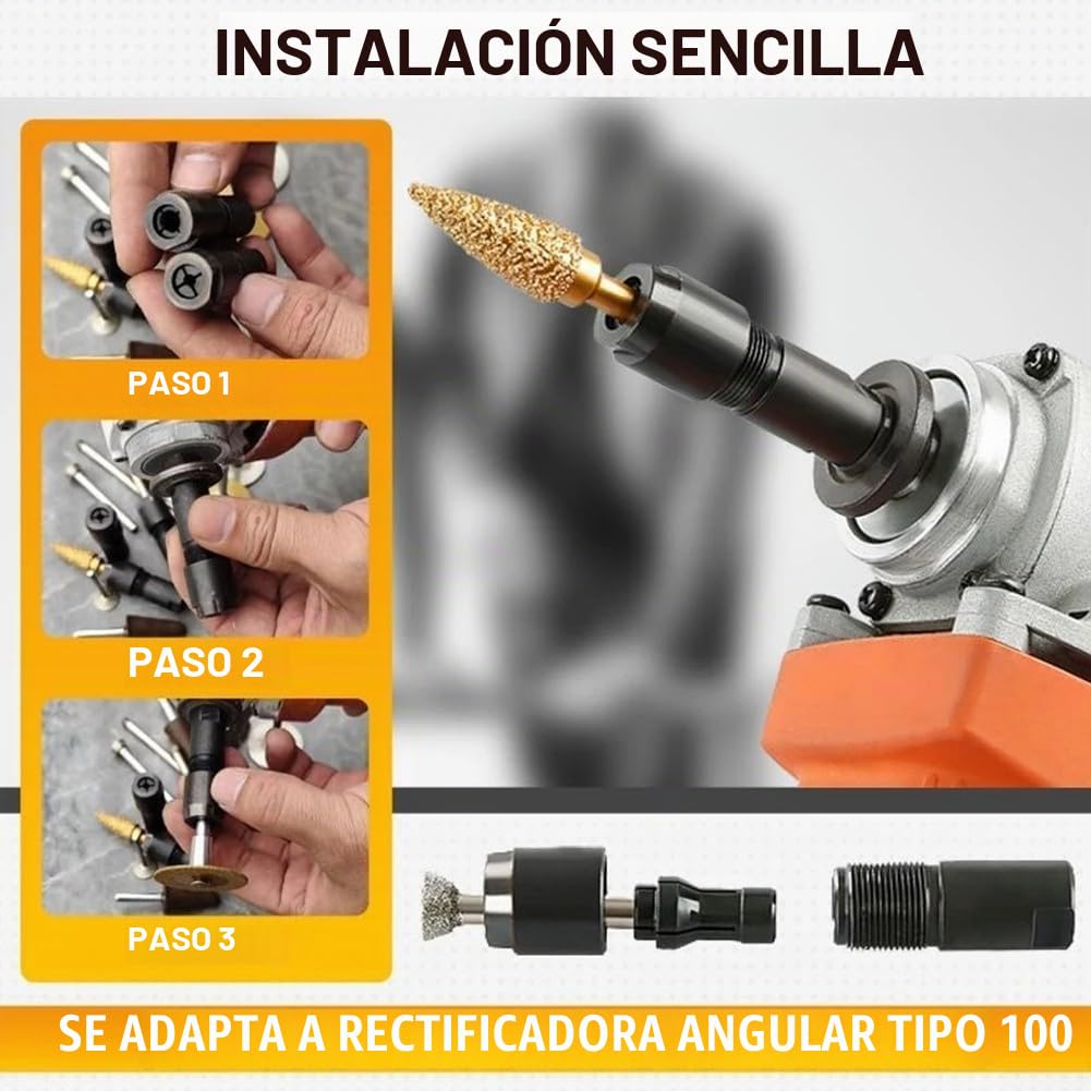 Accesorios para amoladora angular, 2 adaptadores modificados para convertir a amoladoras rectas M10 Compatibilidad