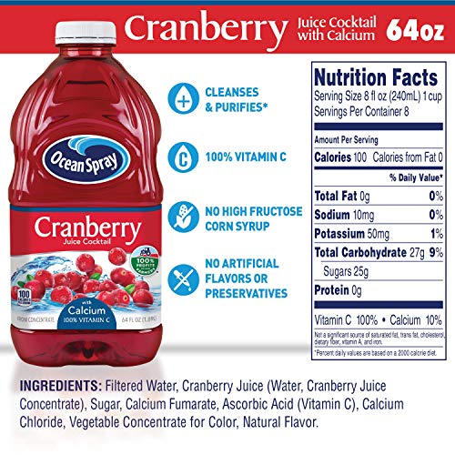 Image of Ocean Spray Cranberry Cocktail Calcium Non Round, 64-Ounce Bottles (Pack of 8)