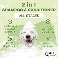 Vista 2 de Alpha Dog Series All Stages - Champú y acondicionador natural para perros con aloe vera, champú con pH equilibrado para perros, sin desgarros