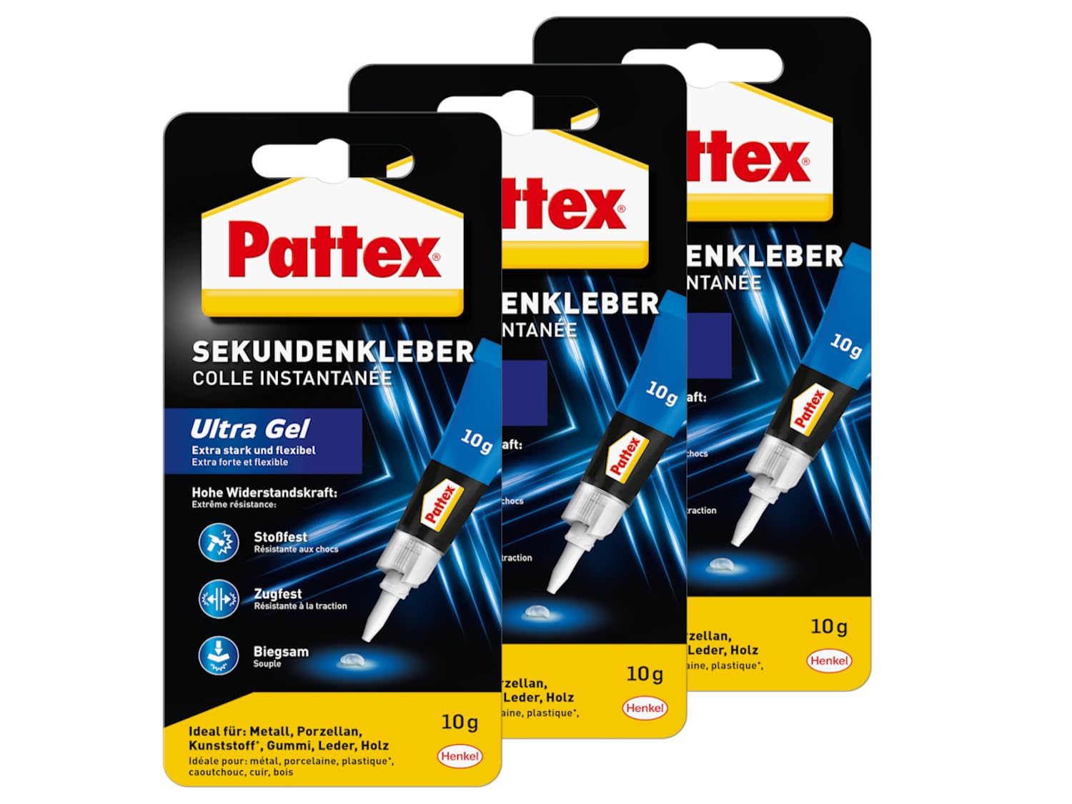 Pattex Sekundenkleber Ultra Gel (3er Pack (3x 10g))