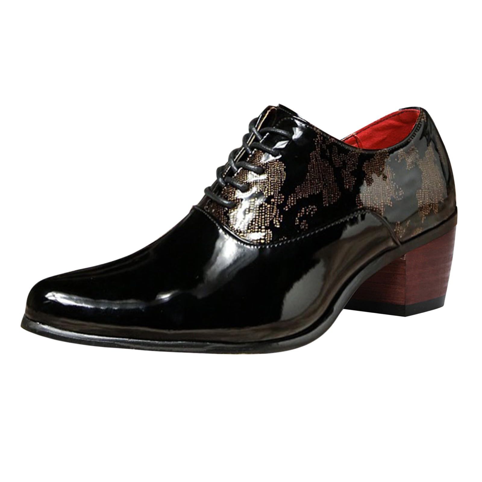 Scarpe Uomo Pelle Derby Impermeabili Scarpe in Pelle Tacco Basso Elegante Scarpe Alla Moda Brillanti Lacci Commerciale Tinta Unita per Ufficio Costume