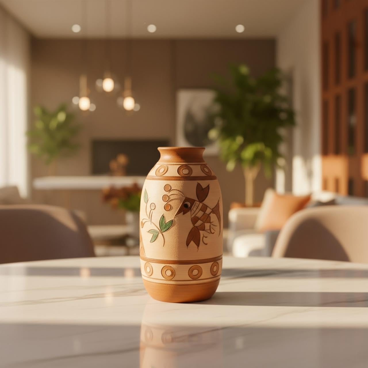 Handmade Terracotta Flower Vase for Home Décor | Eco-Friendly Clay Flower Pot | Rustic Indian Handcrafted Vase for Living Room & Table Decoration (Pack of 1) (1)-image-40