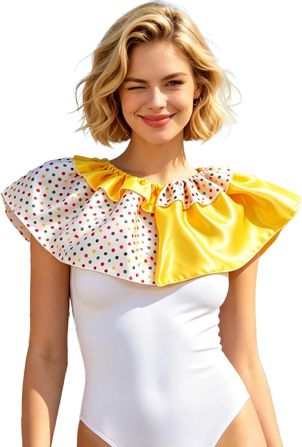 FEESHOW Clown Collar Jester Neck Ruffle Collar Event Apparel image 2