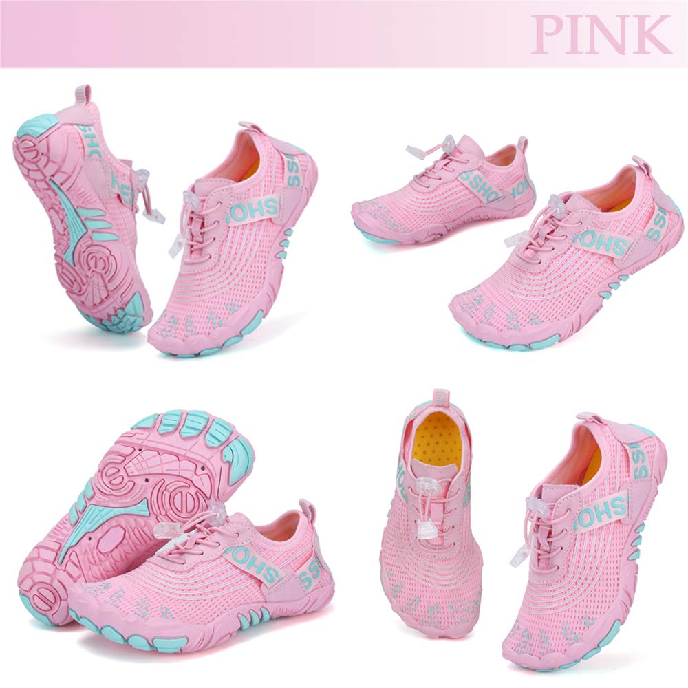 Bambini Scarpe da Spiaggia Ragazze Ragazzi Scarpe da Acqua Scarpette da Surf da Scoglio Water Shoes per Piscina Nuoto Sport Acquatici Sandali Rosa 28 EU