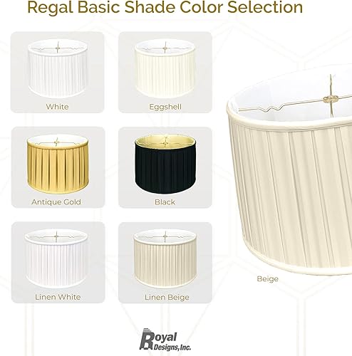 Miniatura 5 de Royal Designs - Pantalla de lámpara básica plisada de tambor poco profundo, color blanco, 17 x 18 x 11.5 pulgadas (BS-748-18WH)