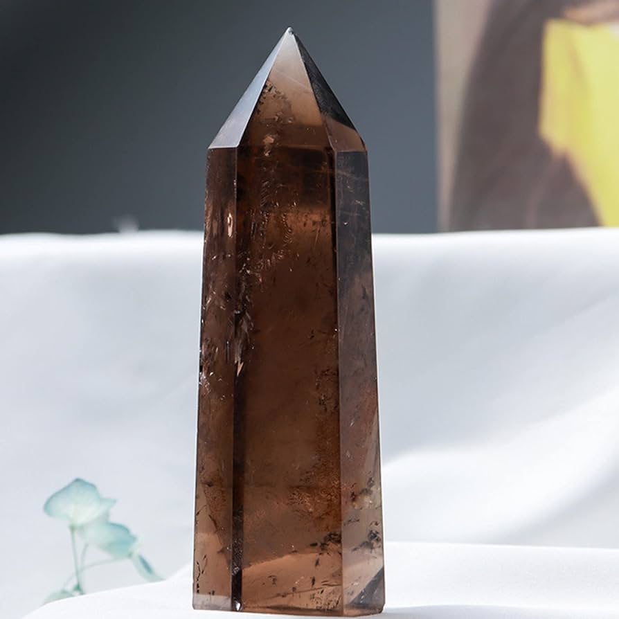 Amazon.co.jp: 1 PC 天然水晶スモーキークォーツクリスタルポイント