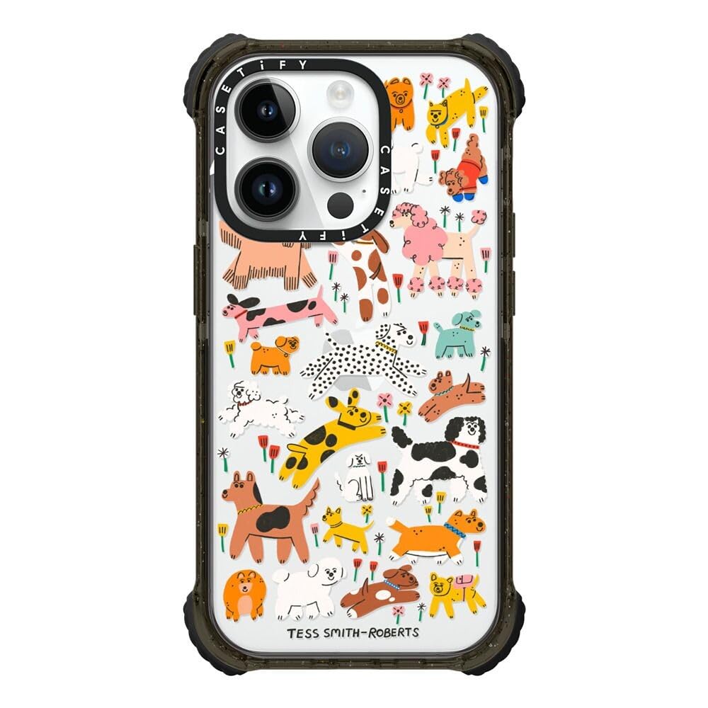 CASETiFY Ultra Impact iPhone 14 Pro Case [5X Military Grade Drop Tested / 11.5ft Drop Protection] - Dogs - Glossy Black