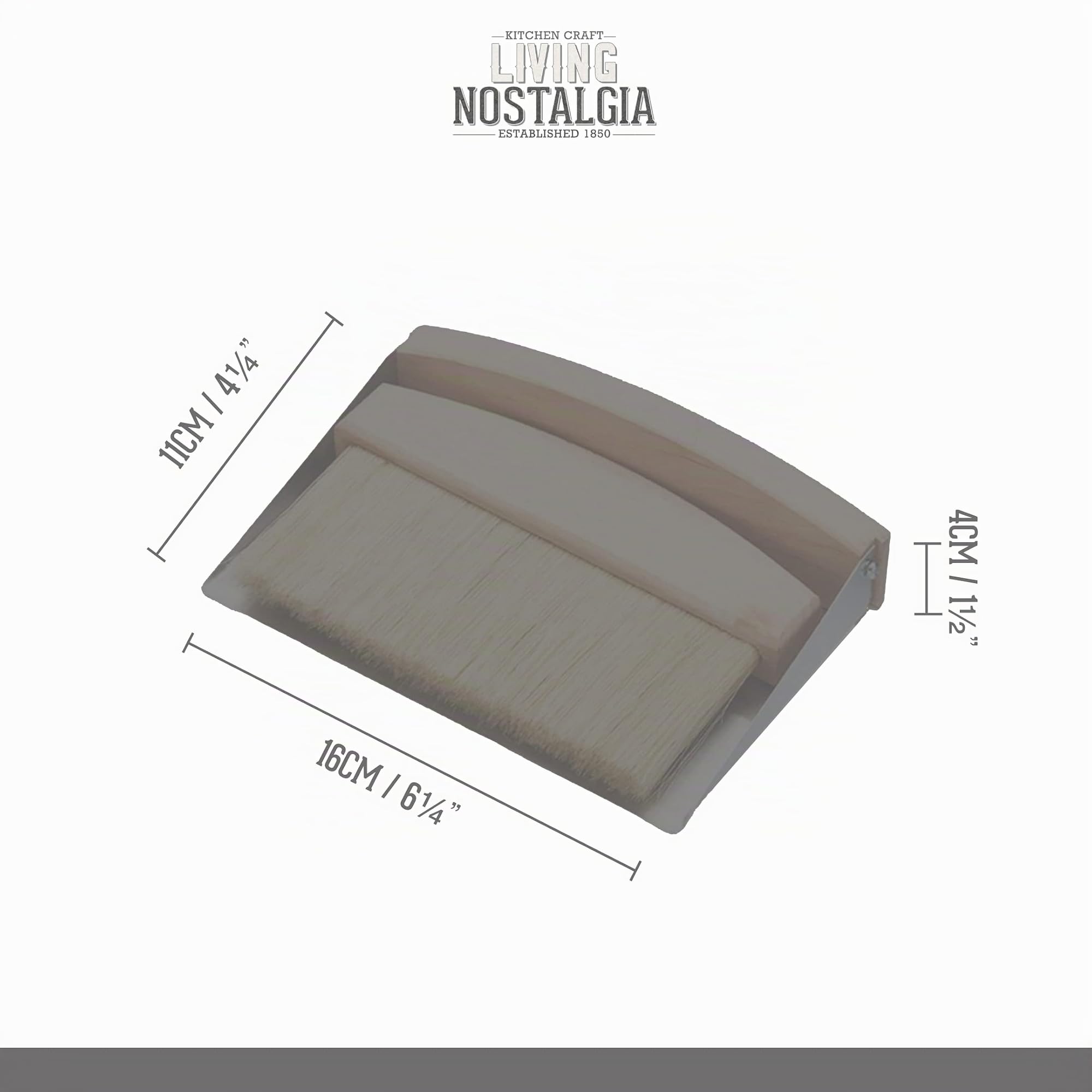 KitchenCraft Living Nostalgia Juego de Cepillo y Recogedor Sobremesa Acero Inoxidable Madera Magnéticos 16 x 11 x 4 cm