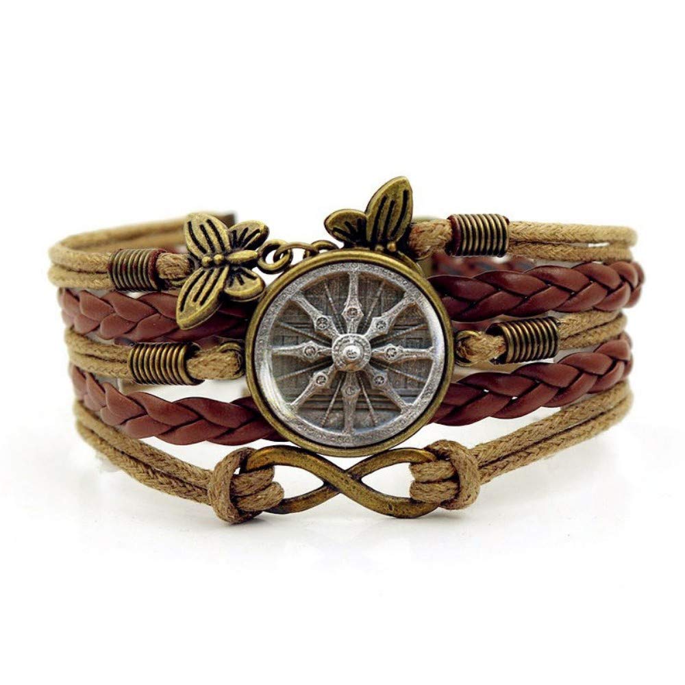 Woven Bracelet Black, Brown Rope Retro Simple Dharma Wheel Geometry, Time Gemstone Bracelet Multilayer Hand Woven Glass Combination Jewelry Women's Fashion European and American Style Jewelry