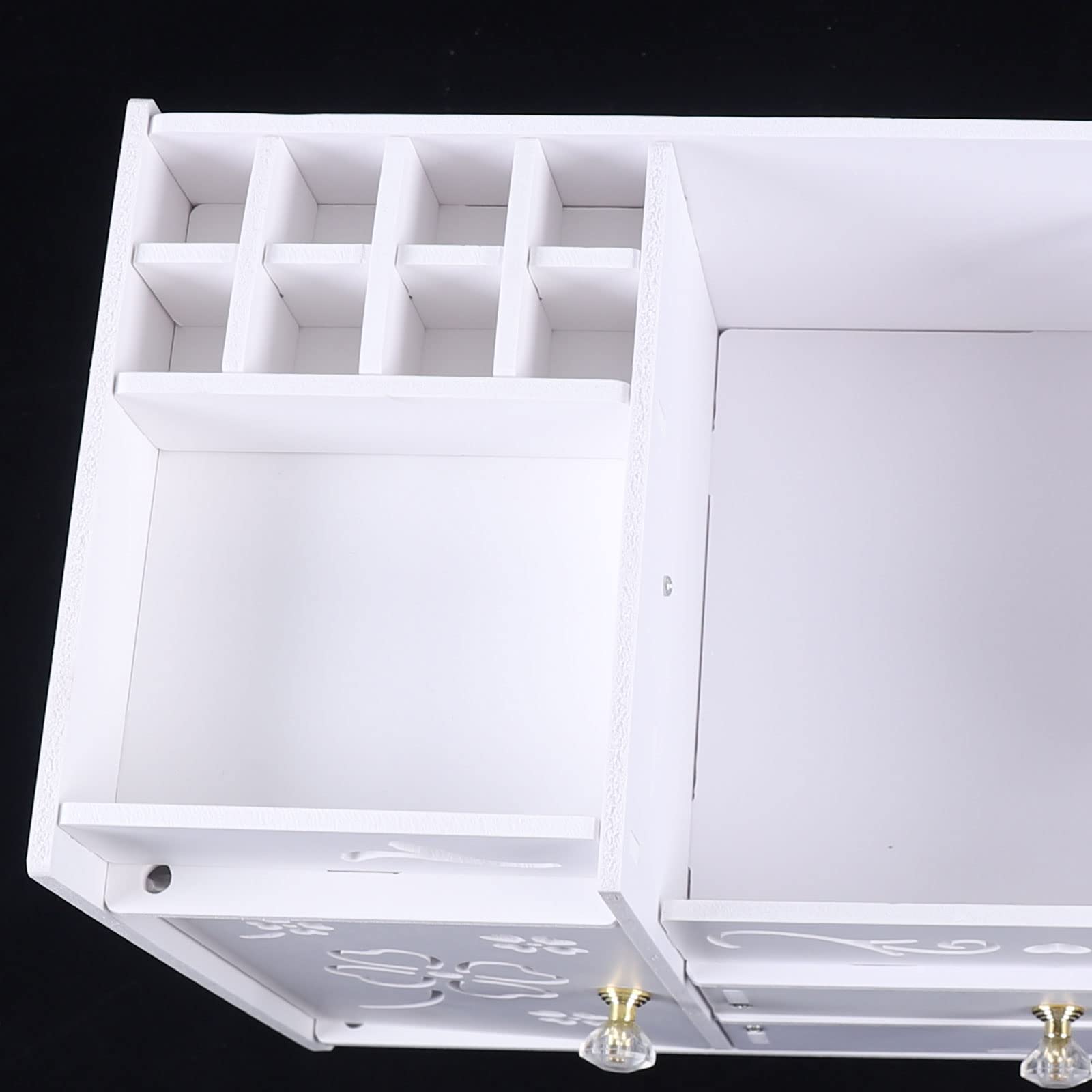 Organisateur de maquillage cosmétique avec tiroirs - Blanc - Grande boîte de rangement en PVC pour bijoux, pinceaux, rouges à lèvres, crèmes, articles de papeterie