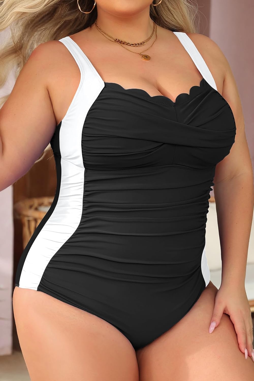Aqua Eve Womens Plus Size One Piece Swimsuit- Tummy Control Bathing Suit Full Coverage Swimwear