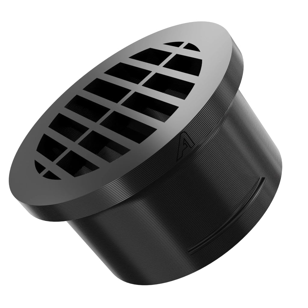 22mm (7/8 Inch) Black Hose Insert Vent - Round Grill Air Flow Ventilation Ducting Pipe