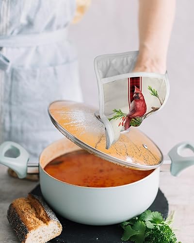 Miniatura 4 de Christmas Red Bird 2Pcs Pot Holders for Kitchen, Non Slip & Heat Insulation Terry Cloth Potholder Set with Pocket, Thick Hot Pad Oven Mitts Trivet