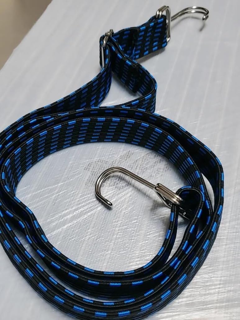 Paquete de 1/2/3 cuerdas elásticas ajustables, 0,5/1/2/3/4/5 m de largo, cuerda elástica plana con ganchos para portaequipajes, portaequipajes, lonas de carga para mudanzas de campamentos de carga (1