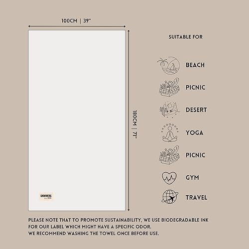 Miniatura 6 de SHIMMERS - Toalla de playa extragrande (40 x 71 pulgadas), secado rápido, microfibra de doble cara, ligera, extra grande, perfecta para piscina,