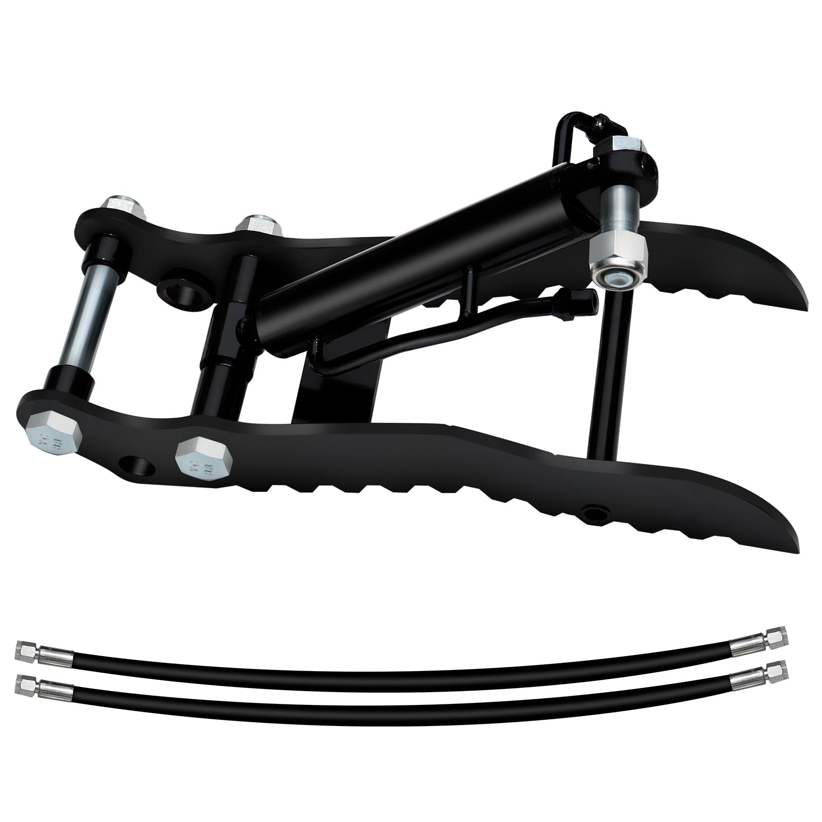 DANWIWEE Hydraulic Thumb Clip For Mini Excavators Attachments, Metal Grab Clip Thumb with 2*M14 Hoses for Single Hole Hydraulic Thumb Clip without