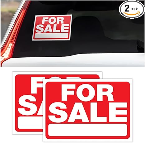 2PCS for Sale Sign Car Stickers, 10 x 7 Inch Self Adhesive Vehicle Window Decals for Handwriting, Waterproof Large Space Automotive Indoor Outdoor Warning Sign, Universal Fit