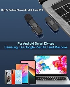 Caiord 2 Pack Professional Wireless Lavalier Microphone for iPhone 15(Above) and Android USB-C Device, Lapel Mics Plug-Play Clip on Lapel Mic for YouTube, Recording, Vlog, Facebook Live