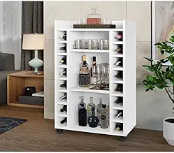 Adega Bar Porta, Vinhos 16 Garrafas Com Rodizios Excelente Espaço, adega de parede,suporte para vinho (Branco)