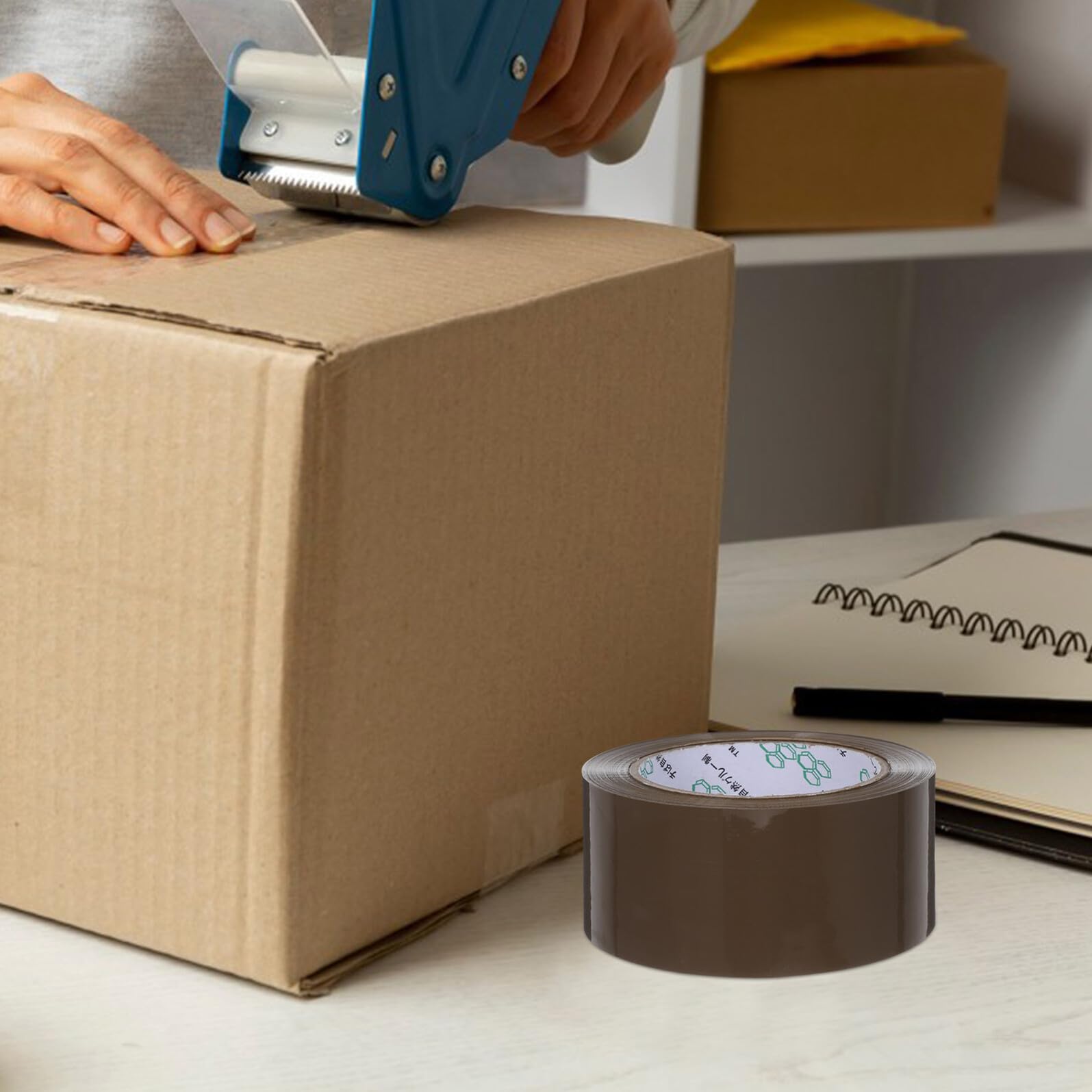 NOLITOY 5 Rollen Pack Verpackungsband Starkes Packband für Versand Kartonversiegelung Schweres Packband Braun Vielseitig für Umzug Büro Haushalt