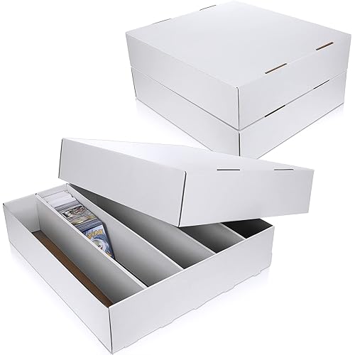 Yexiya 3 Pcs 5000 Count Card Storage Boxes for Trading and Gaming Cards White Cardboard Organizer with Divider Collector Holders Collectibles Box for Sports Basketball Football Baseball Collecting