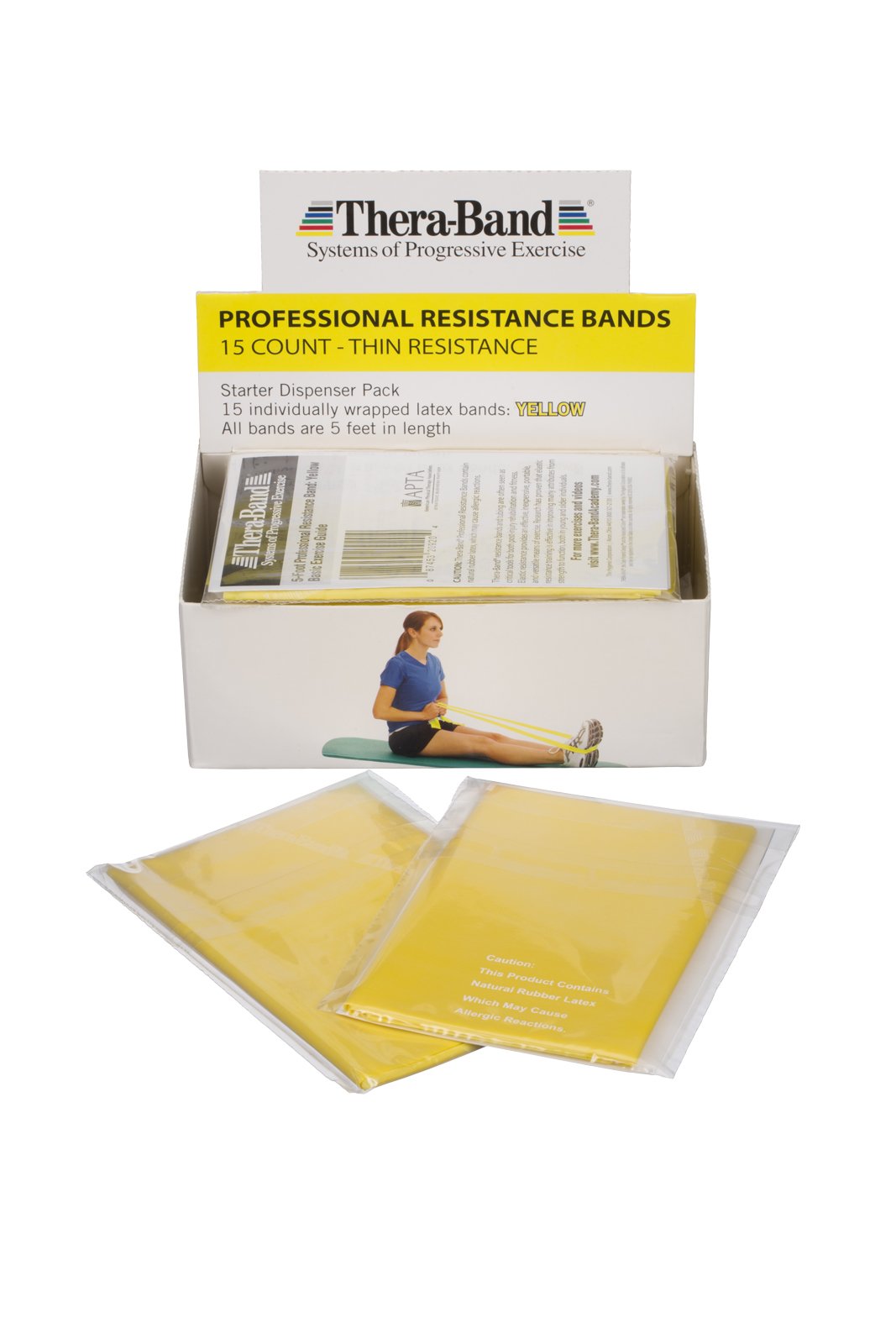 THERABAND Resistance Bands, 5 Foot, 15 or 30 Count Professional Latex Elastic Bands for Upper & Lower Body Exercise, Physical Therapy, Pilates, Home