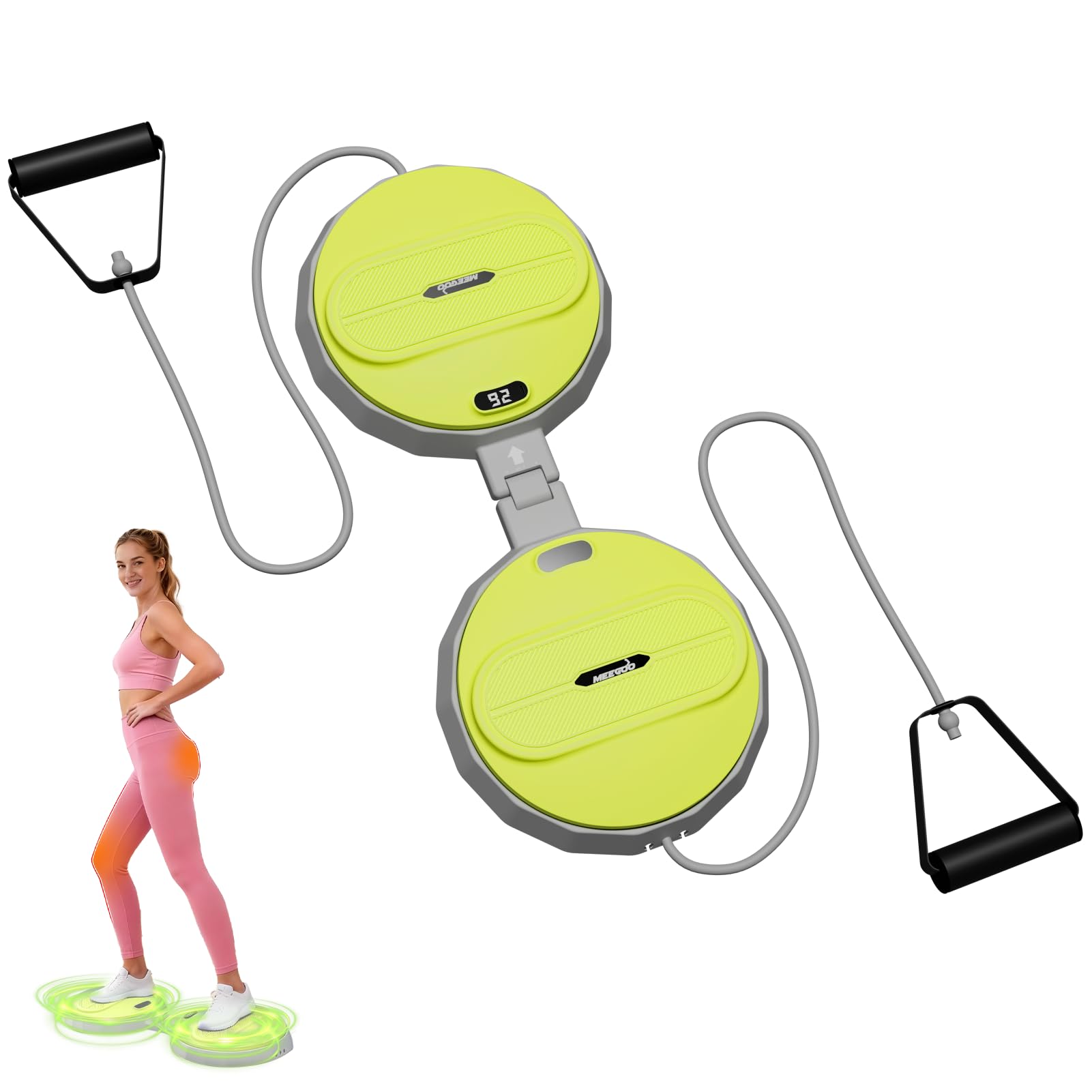 Split-Type Rotating Waist Trainer Smart-Counting Abdominal Twisting Disc Core Strengthening Fitness Board for Women and Men (GREEN)
