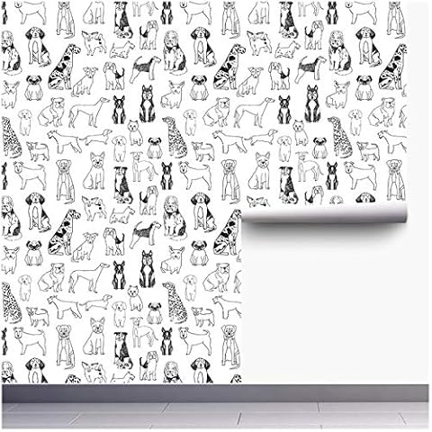Ancoree Peel and Stick Removable Wallpaper Cartoon Dogs Puppy Print, Self-Adhesive Wallpaper,Use as Wall Paper, Contact Paper or Shelf Paper 18 inch x 118 inch Roll (D) Cover