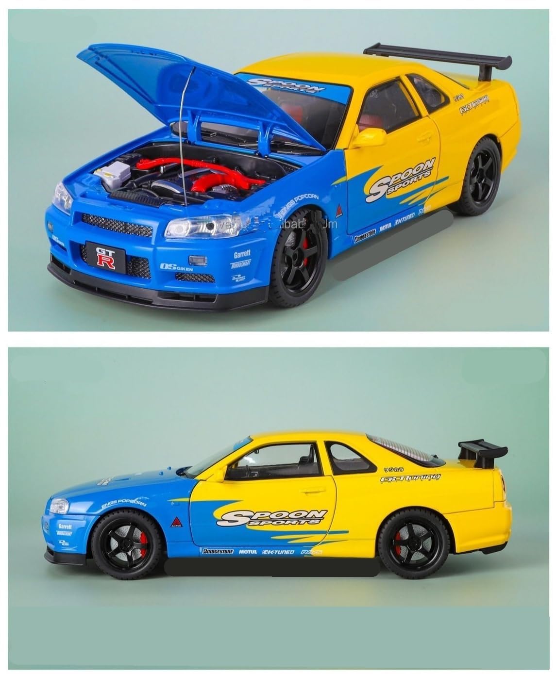 DENFE 1:24 Nissan GTR R34 Skyline Spoon Edition Sport Metal Model