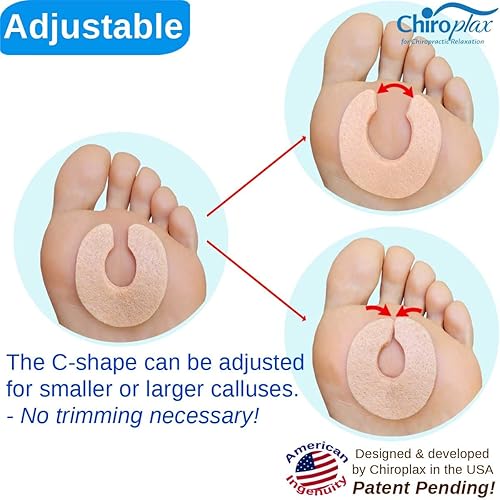 Miniatura 2 de Chiroplax Almohadillas de fieltro en forma de C para callos protectores del antepié, alivio del dolor de frotamiento metatarsiano