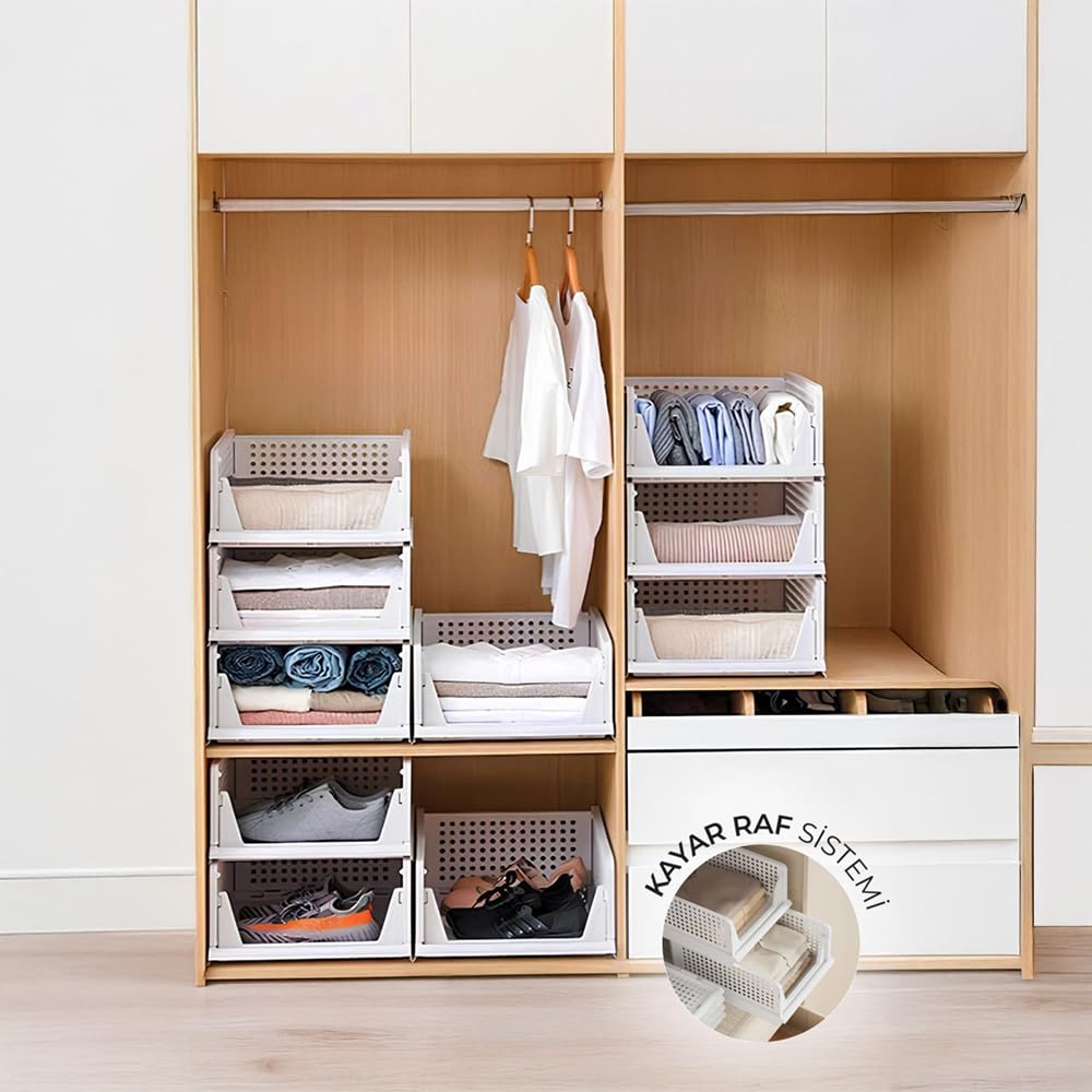 Organisateur de tiroir à 3 tiroirs pour armoire de cuisine - Système d'étagères extensibles - 3 pièces - Blanc - En plastique polyvalent