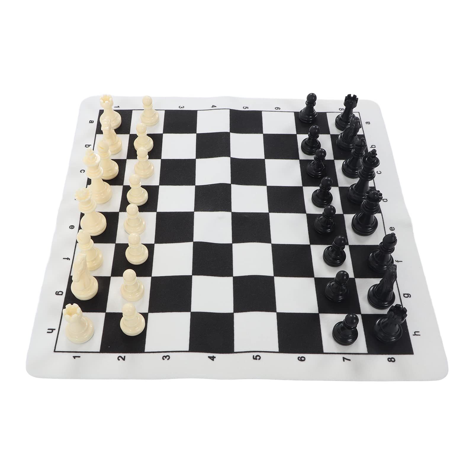 NDNCZDHC Portable Chess Set PS Plastic Travel Chess Set Chess Sets for Adults Anti Slip Chess Mat with Storage Bag Folding Roll up Chess Set 35x35cm