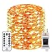 Produktbild RcStarry innen/Außen 500 LEDs 50 Meter kupferdraht aufblitzende Lichterkette IP68 Wasserdicht 8 Modi mit Fernbedienung und Timer DIY Dekoration für Weihnachten, Garten, Hochzeit - Warmweiß