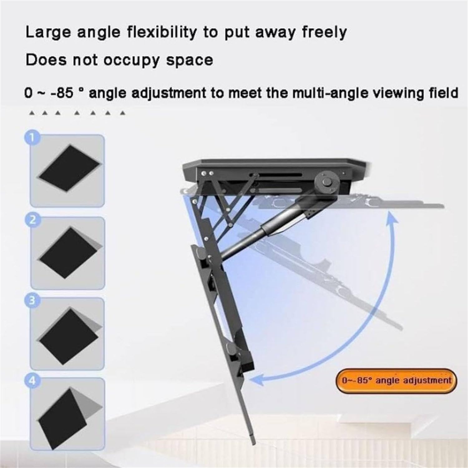 Soporte motorizado para TV, elevador eléctrico desplegable para televisores de 50 a 90 pulgadas, diseño telescópico con control remoto e interruptor, función abatible automática