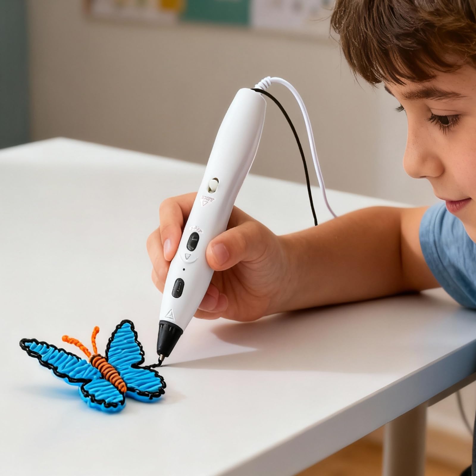 Set di penne 3D RPC200B, include 12 colori di filamento PLA. Questa penna per stampa 3D è compatibile con filamento PLA ed è adatta per artigianato fai da te. (bianco)