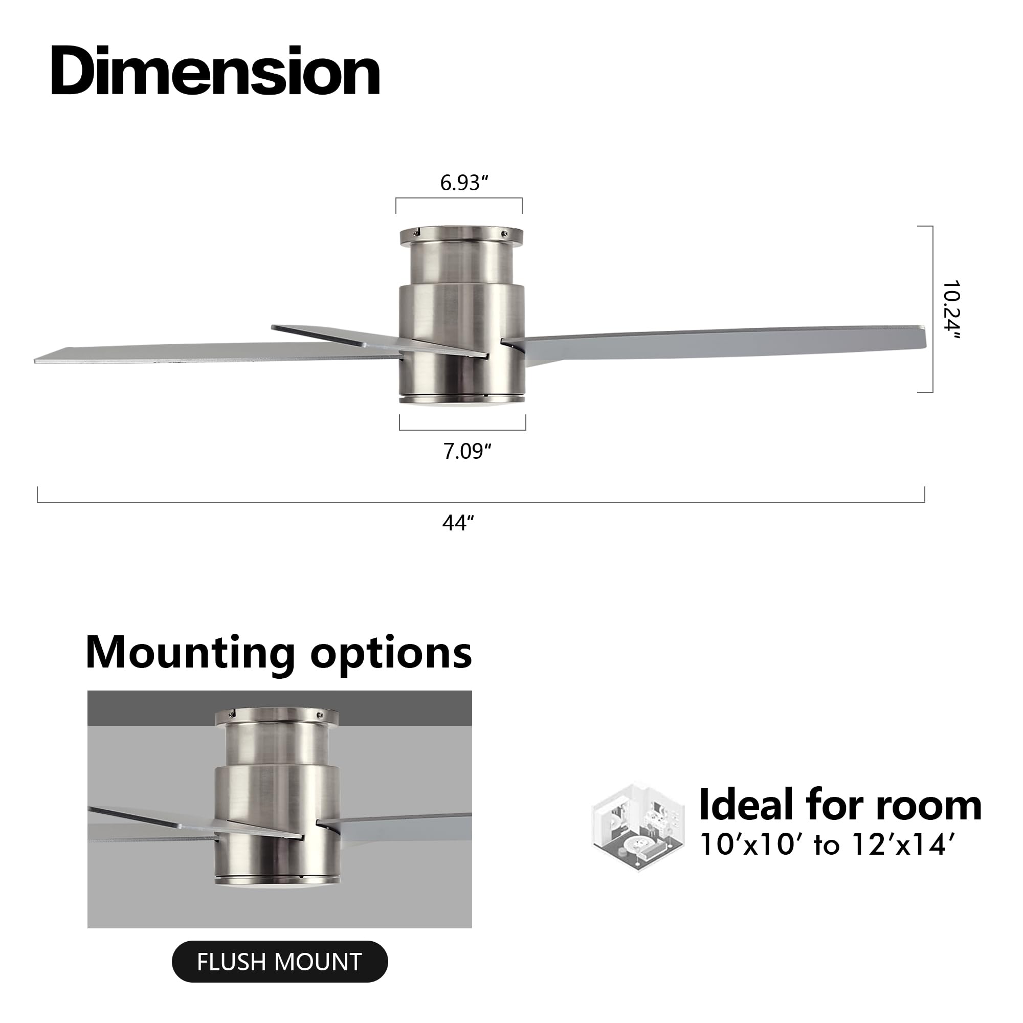 Amazon.com: WINGBO 44 Inch Flush Mount DC Ceiling Fan with