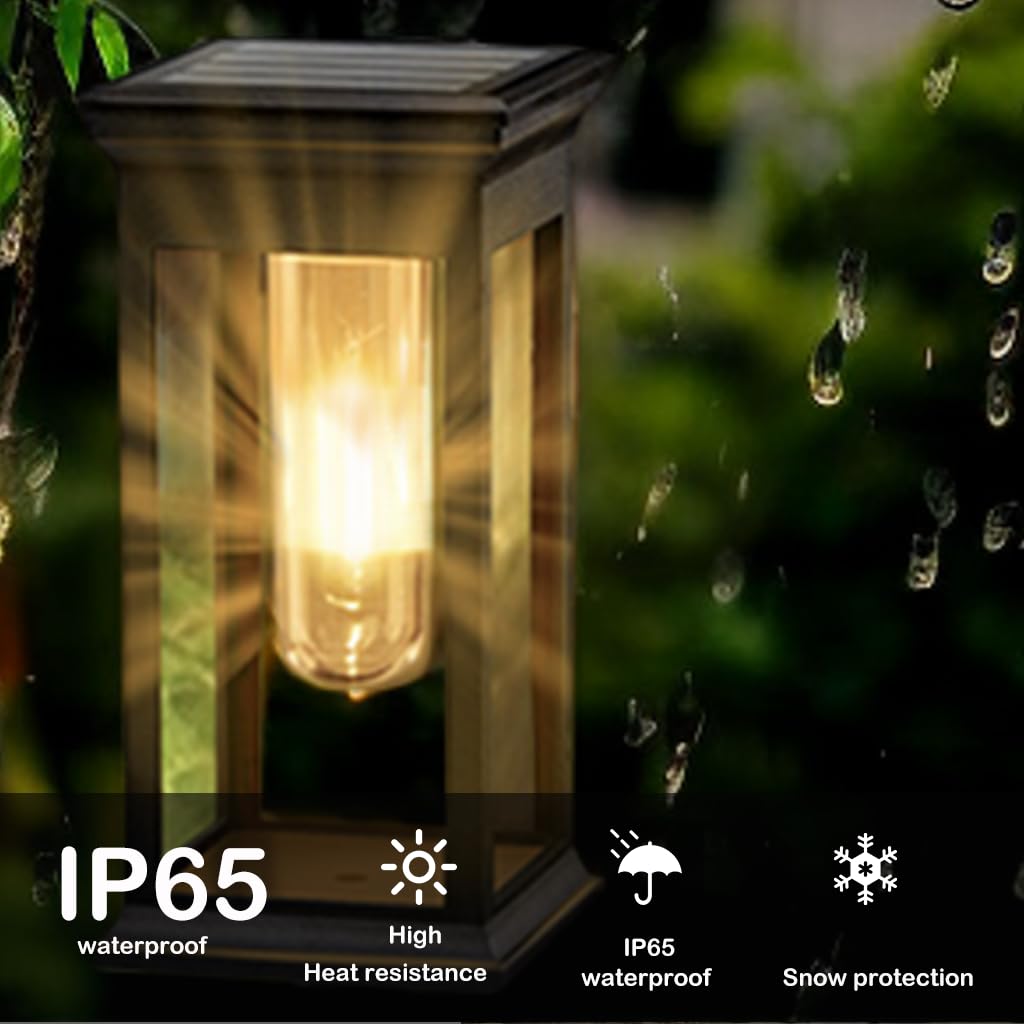 Hqynss Solar Garden Lights Outdoor, 4 Pack Upgraded Tungsten Glow LED Pathway Lights, IP65 Waterproof, Auto On/Off - Image 4