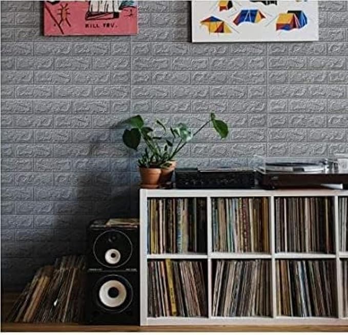 Self-Adhesive Waterproof PE Foam 3D Wall Panels Wallpaper Sticker for Office, Living Room, and Home Decoration Wallpaper for Wall (Grey Brick) - Image 3