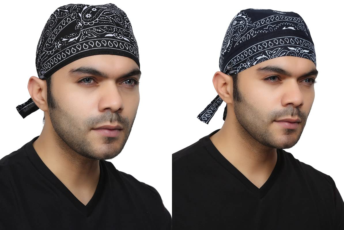 BISMAADH Deluxe Organic Cotton Paisley Print Sweat Wicking Quick Drying Pirate Hat, Beanie, Skull Cap, Running Cap, Headwrap, Doo Rag Unisex Patka/Bandana for Running, Yoga, Riding, Camping, Hiking (B09996RT4R) Amazon Price History, Amazon Price Tracker