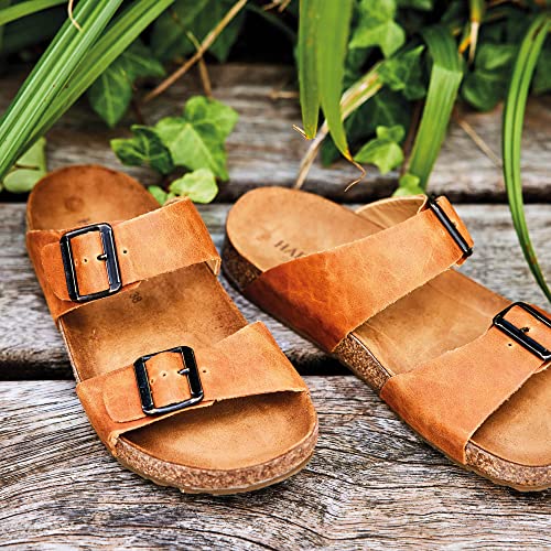 Image of HAFLINGER Andrea Elegant Leather Sandals with Rubber Sole and Cork Latex Footbed Unisex
