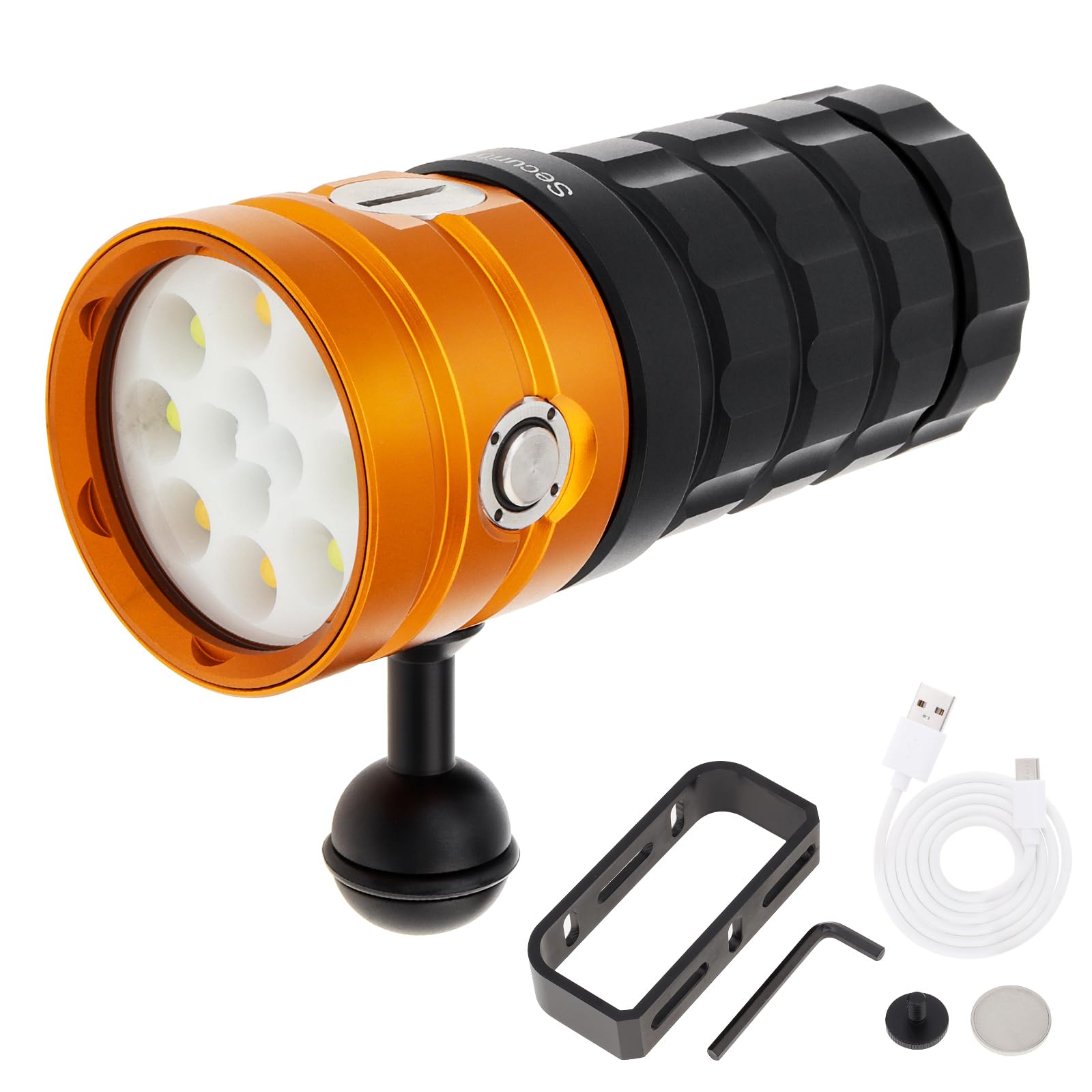 SecurityIng Dive Light for Underwater Photography, DF15 25000 Lumens, 100m Underwater Video Light, Aluminum Alloy Diving Flashlight with Type-C