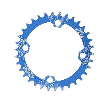 Bicycle Single Chainring, Bike Narrow Wide Chainring 34T Aluminum Alloy Anti Deformation for Road Bike for Mountain Bicycle(Blue)