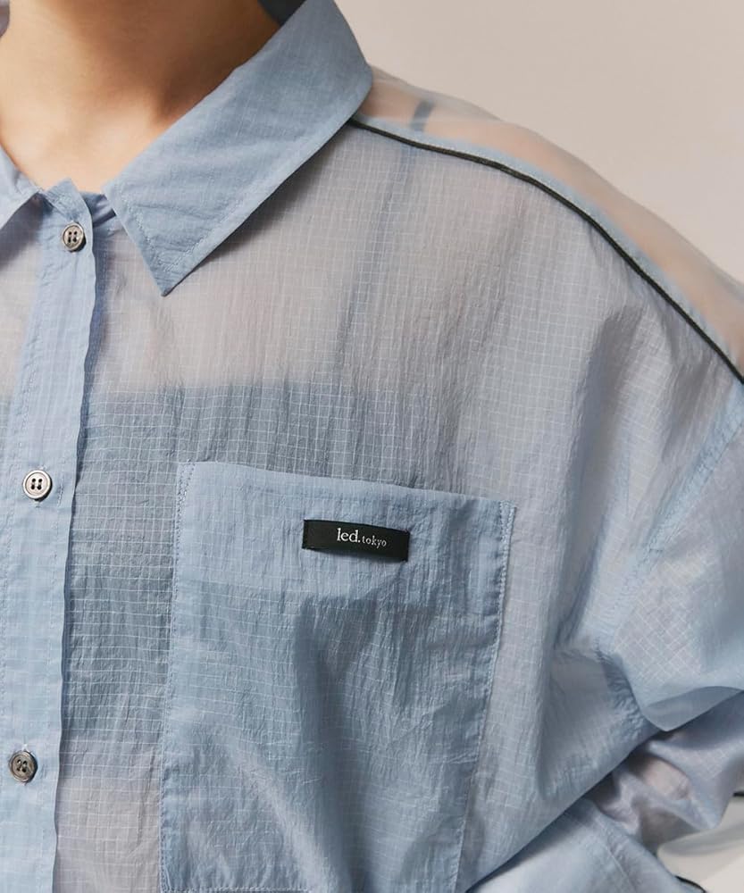 極美品✨完売カラー 【led. tokyo】ユニセックス　シアー　シャツ Amazon.co.jp: [led.tokyo] シアーオーバーサイズシャツ (ブルー