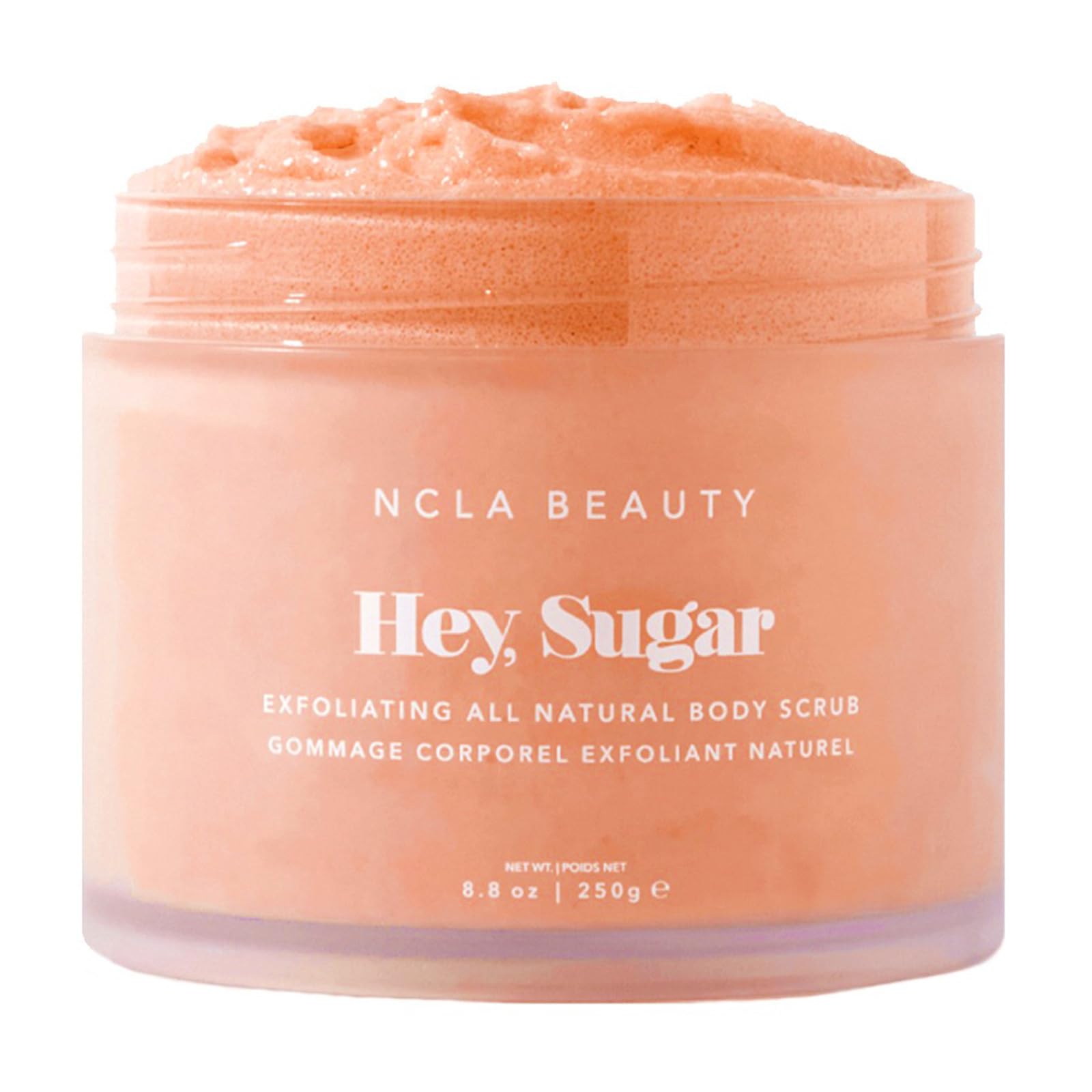NCLA Beauty Hey Sugar All Natural Body Scrub - Moisturizing, Exfoliating Sugar Scrub - Shea, Cocoa, and Mango Butters - Peach - 8.8 oz