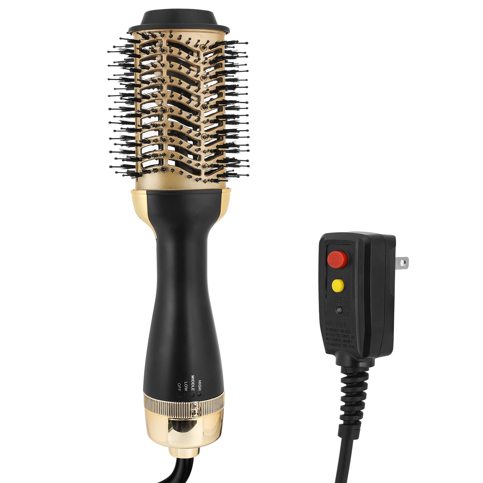 Hot Air Brush Dryer, Oval Brush for Blow Drying, Hair Dryer Brush One-Step Hot Air Styling Tools, 1000W, Ceramic Coating, 3 Heat Settings, 360 Swivel Cord, Black & Gold