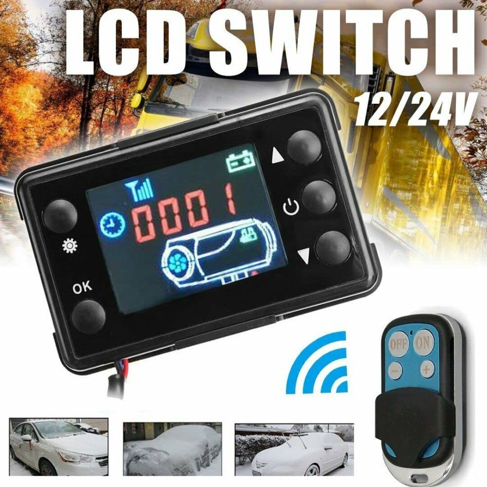 Riloer LCD per riscaldatore di parcheggio, controller del riscaldatore,con controller dell'interruttore display LCD, riscaldatore d'aria diesel per camion per auto, mini portatile universale (12/24V)
