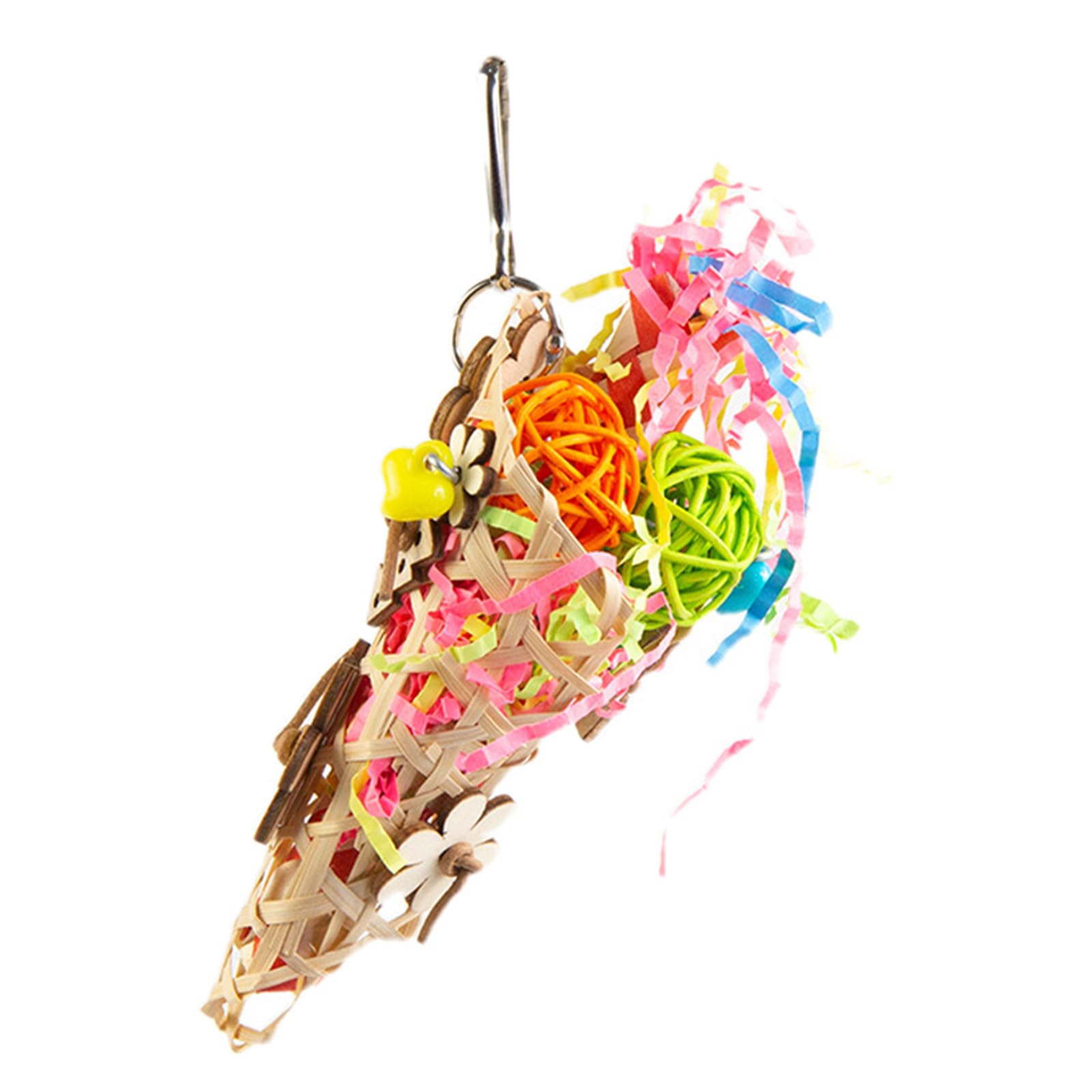 oringnat Hanging Bird Bites Chewing Toy Small Hanging Cage Toy Paper/Rattan Pet Chew Resistances Molar Supplies