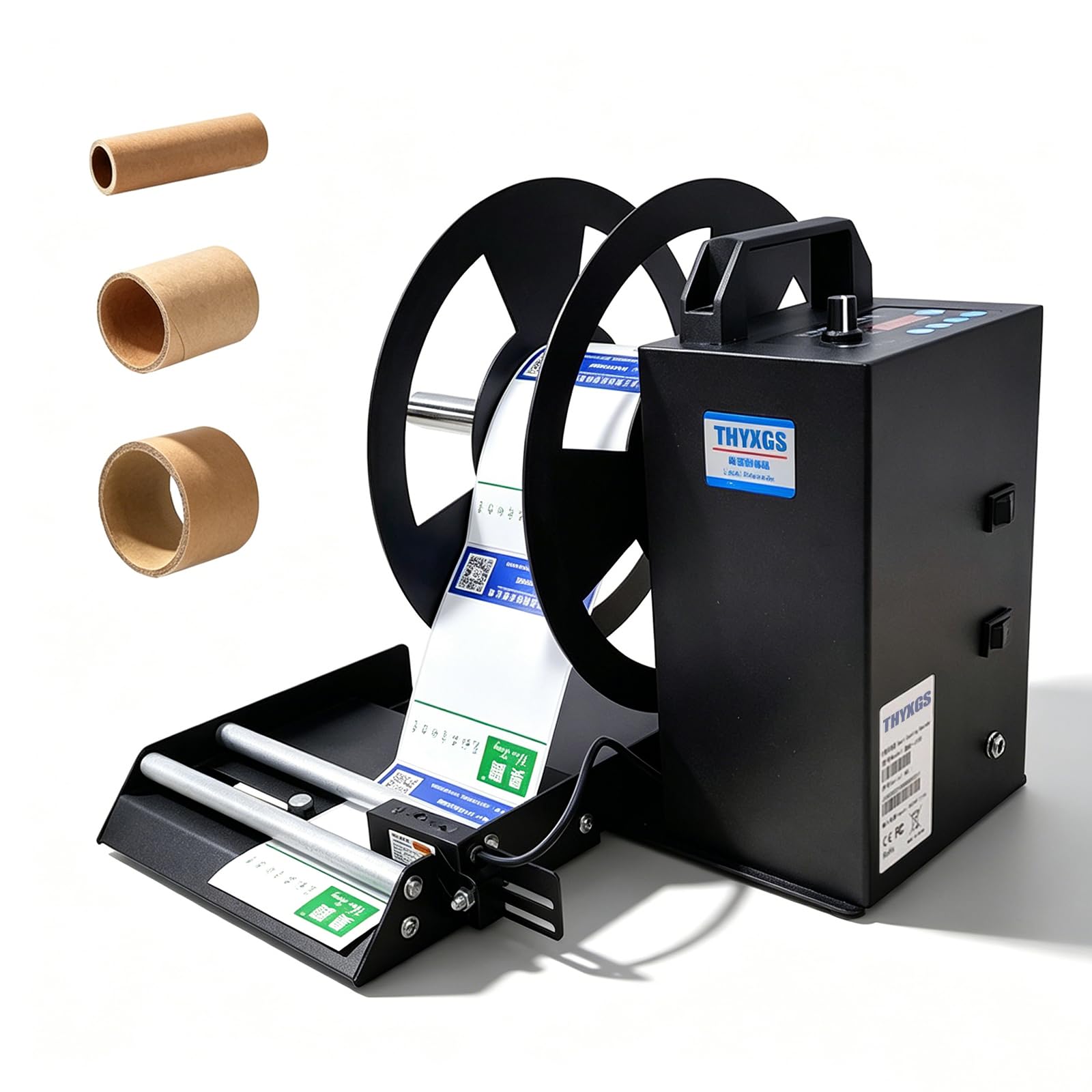 THYXGS Automatic Label Winder Machine, Counting Label Rewinder, Dual-rod Paper Hold-down Sensor, Bi-directional Rewinding, With 1"/1.5"/3" Core, Width 15cm/outer Roll Diameter 23cm, For Logistics