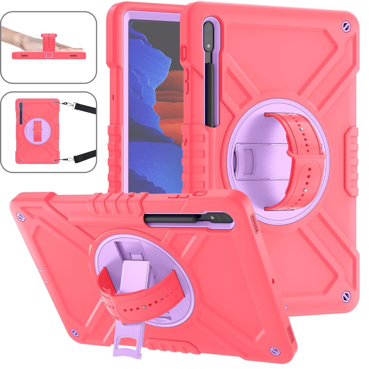 Custodia protettiva per tablet PC compatibile con Samsung Galaxy Tab S8 Plus da 12,4 pollici SM-X800 SM-X806 12,4 pollici custodia antiurto a tre strati per tablet, custodia protettiva in PC+silicone,