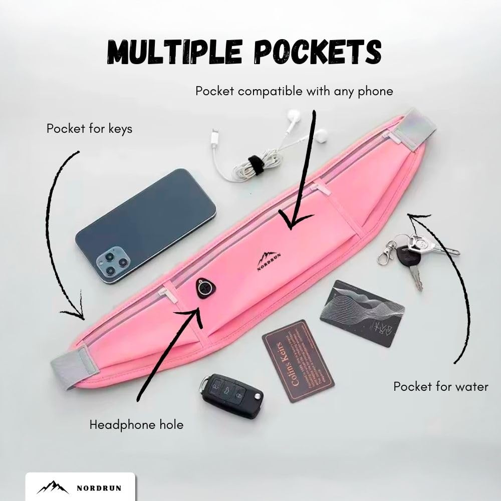 Adjustable and Waterproof Running Belt Suitable for All Phones, Dark Pink, 20 x 10 cm - Image 4